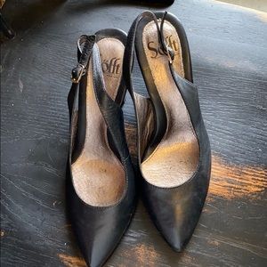 Sofft sling back black leather heels